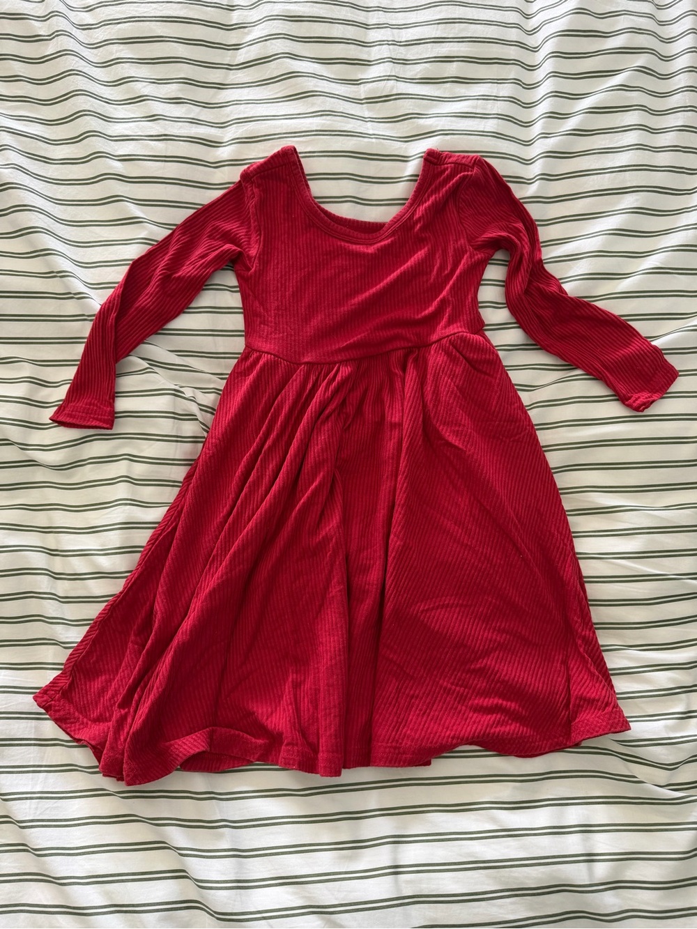 Little sleepies Red ribbed Long Sleeve Twirl Dress & headband bow holiday